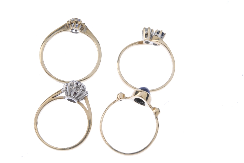 A selection of four 9ct gold diamond and gem-set rings. To include an oval-shape amethyst and - Image 3 of 3