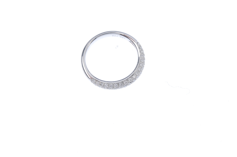 * A diamond band ring. The pave-set brilliant-cut diamond line, to the plain band. Total diamond - Image 3 of 4