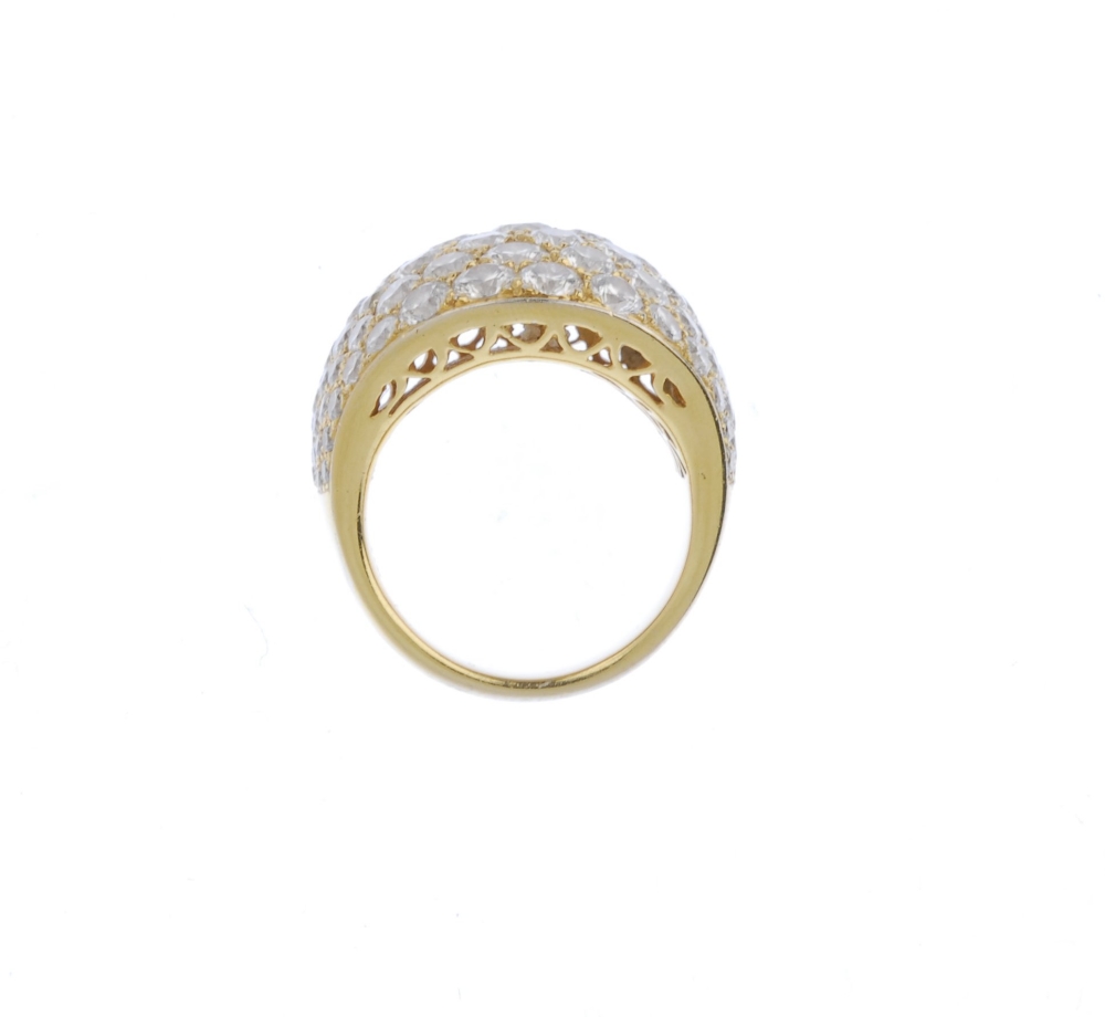 (539584-1-A) A diamond dress ring. The pave-set diamond bombe panel, to the tapered band. Signed - Image 2 of 4