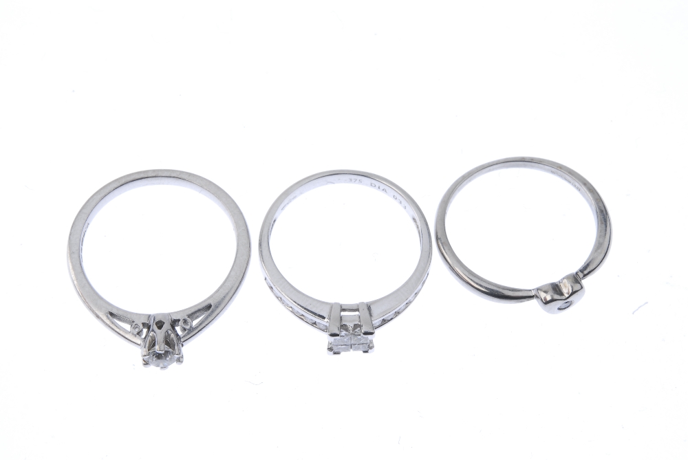 A selection of three 9ct gold diamond rings. To include an old-cut diamond single-stone ring, a - Image 3 of 3