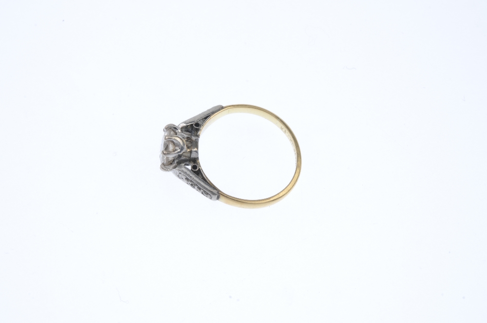 A mid 20th century 18ct gold and platinum diamond single-stone ring. The brilliant-cut diamond, to - Image 3 of 4