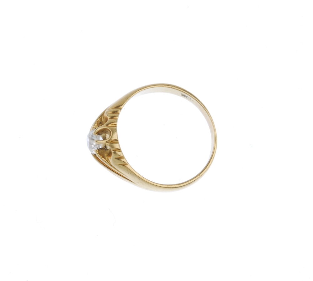 (542448-3-A) A mid-20th century 18ct gold diamond single-stone ring. The old-cut diamond, within a - Image 4 of 4