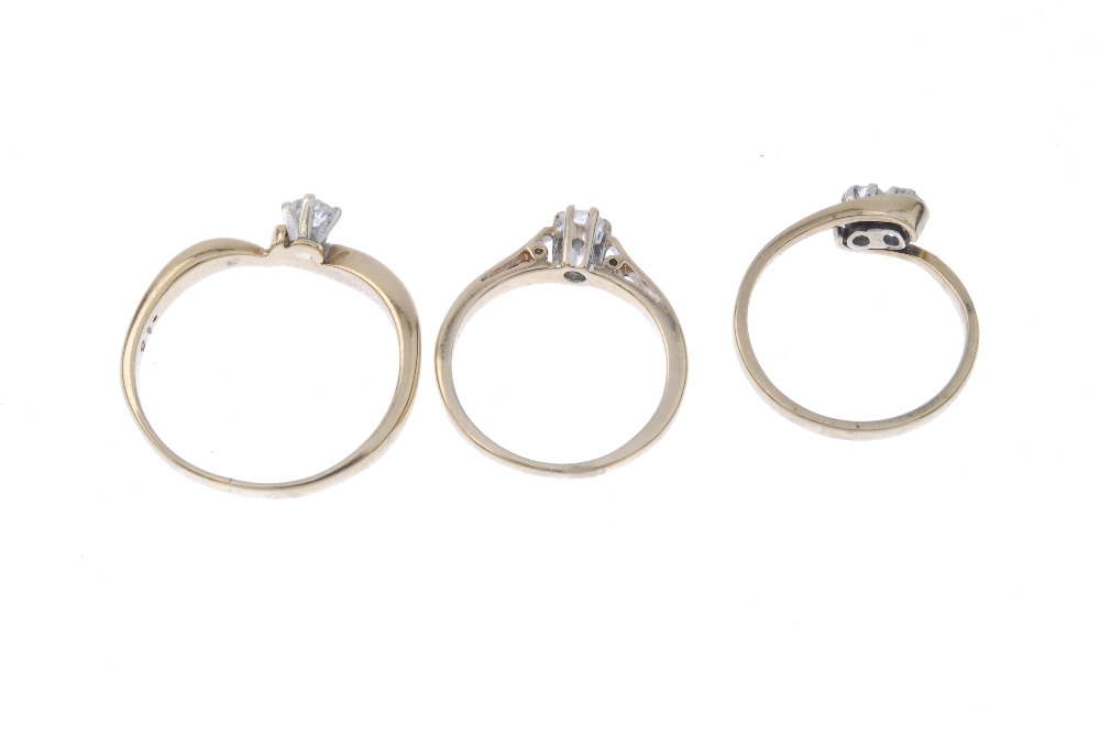 A selection of three 9ct gold diamond rings. To include a brilliant-cut diamond two-stone - Image 3 of 3