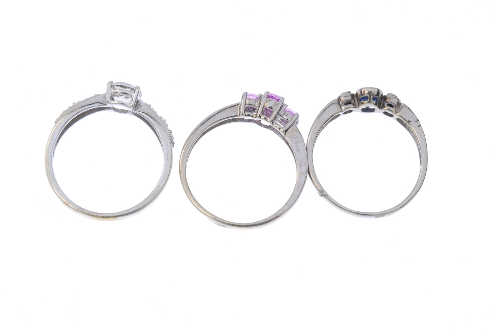 A selection of diamond and gem-set rings. To include a 9ct gold oval-shape sapphire and brilliant- - Image 3 of 3