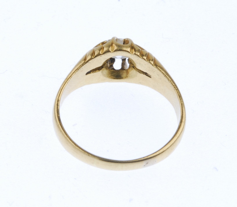 (542448-3-A) A mid-20th century 18ct gold diamond single-stone ring. The old-cut diamond, within a - Image 3 of 4