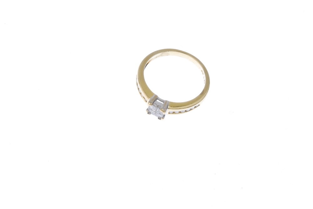 An 18ct gold diamond ring. The square-shape diamond panel, to the brilliant-cut diamond line - Image 2 of 4