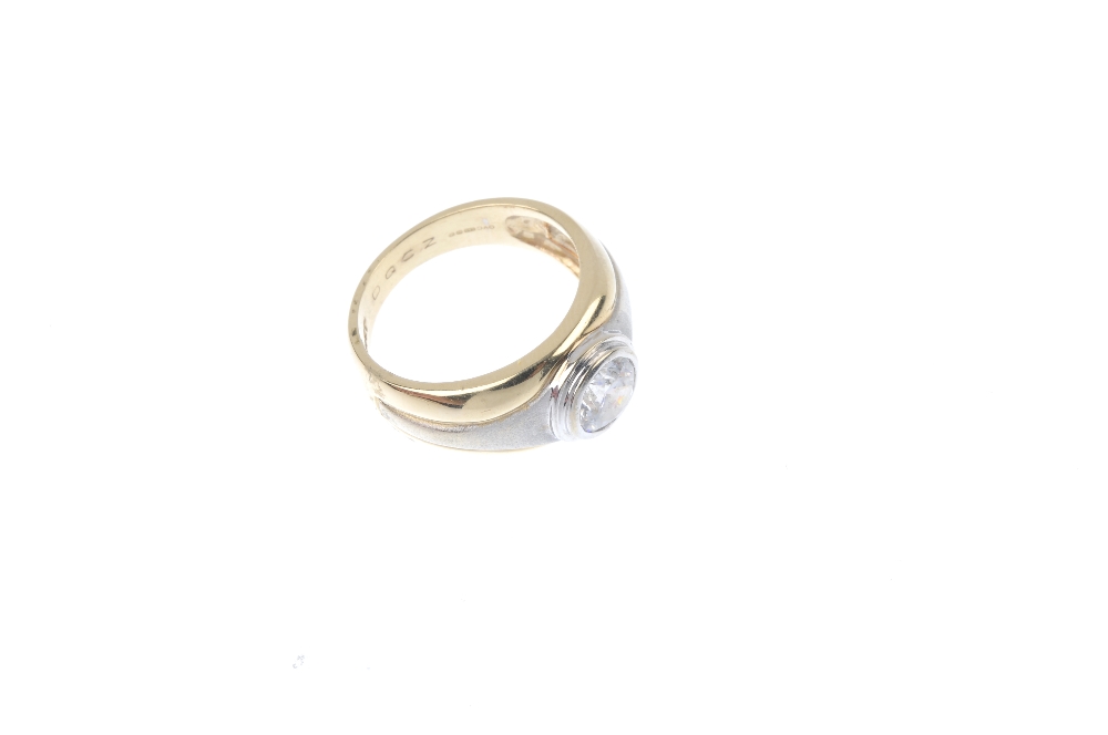 A 14ct gold cubic zirconia single-stone ring. The circular-shape cubic zirconia, to the bi-colour - Image 3 of 4