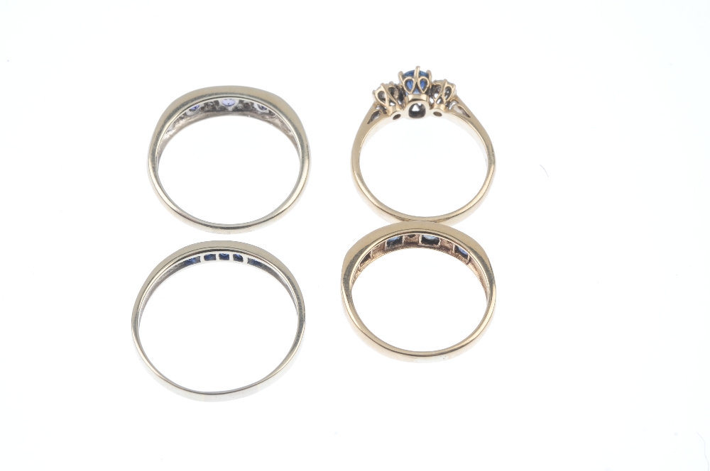 A selection of four diamond and gem-set rings. To include a 9ct gold oval-shape sapphire and - Image 3 of 3