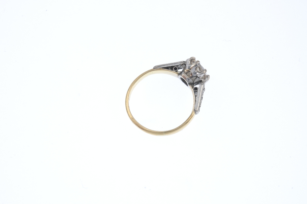 A mid 20th century 18ct gold and platinum diamond single-stone ring. The brilliant-cut diamond, to - Image 4 of 4