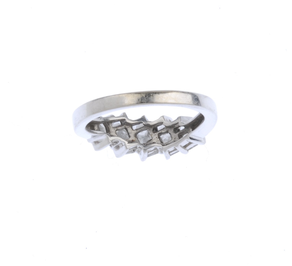 (539290-2-A) A 14ct gold diamond dress ring. The square-shape diamond staggered line, with - Image 2 of 3