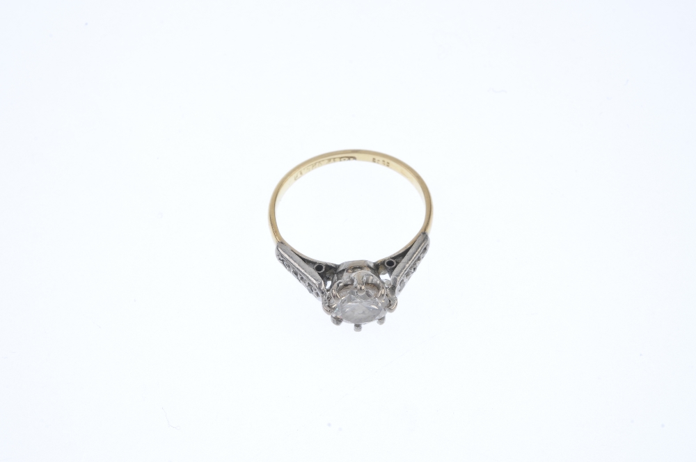 A mid 20th century 18ct gold and platinum diamond single-stone ring. The brilliant-cut diamond, to - Image 2 of 4