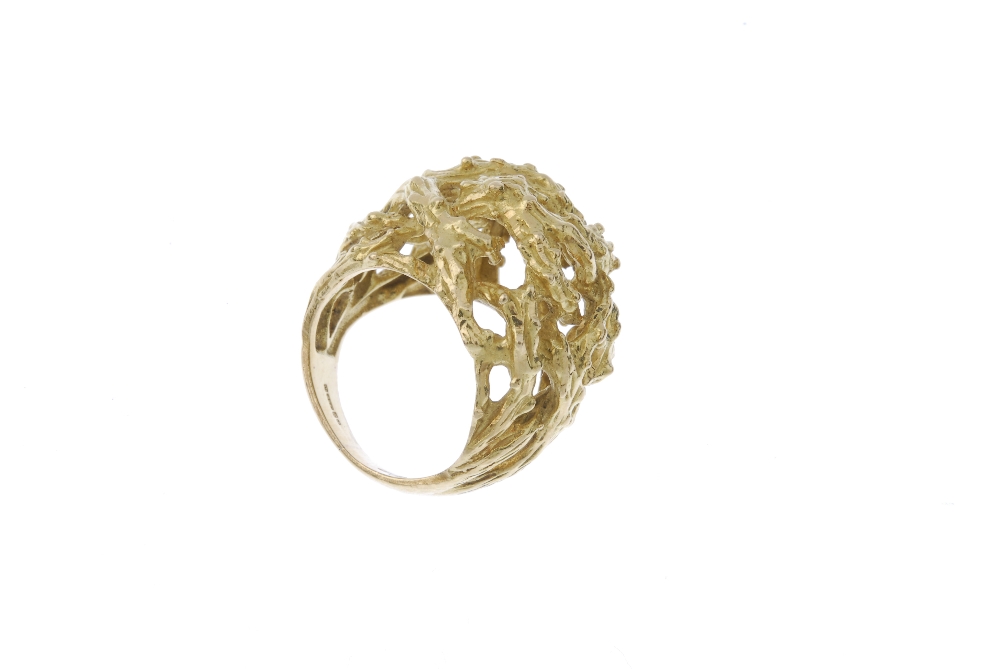 A 1970s 18ct gold ring. Of bombe design, styled as a series of intertwined textured branches. Import - Image 4 of 4