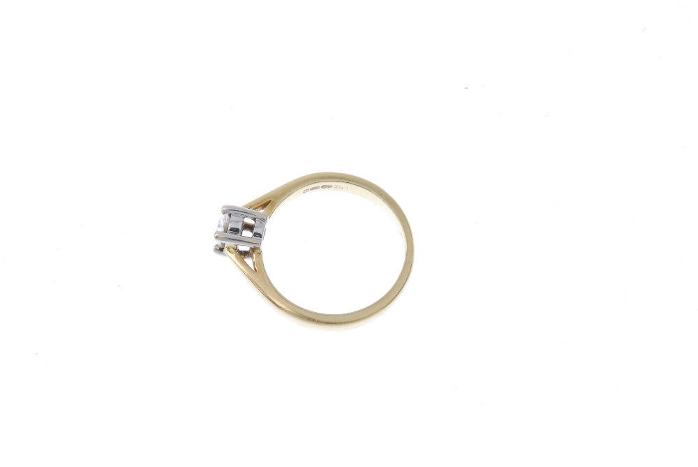 An 18ct gold diamond single-stone ring. The oval-shape diamond, to the tapered band. Diamond - Image 3 of 4