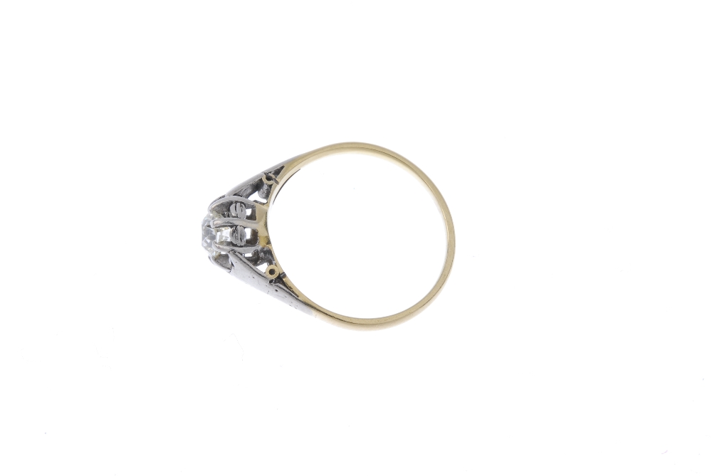 An early 20th century 18ct gold diamond single-stone ring. The old-cut diamond, to the tapered - Image 3 of 4