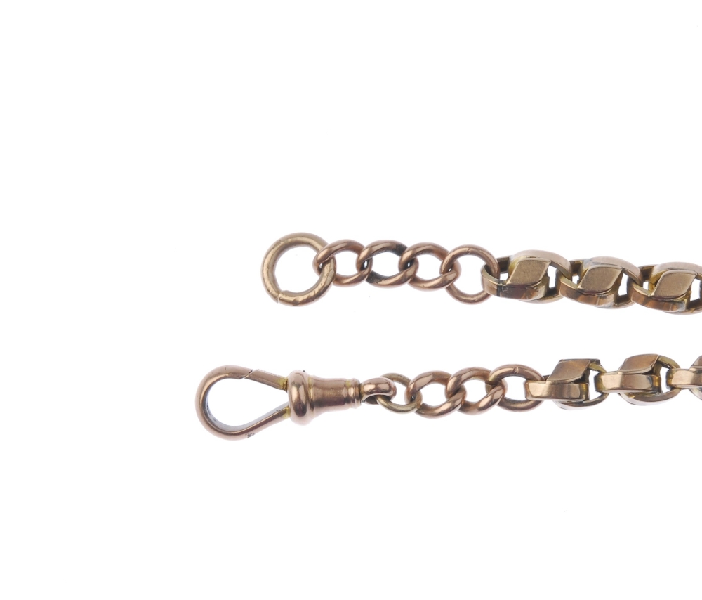 A late 19th century 9ct gold Albert and hardstone swivel fob. The fancy-link Albert chain, - Image 4 of 4