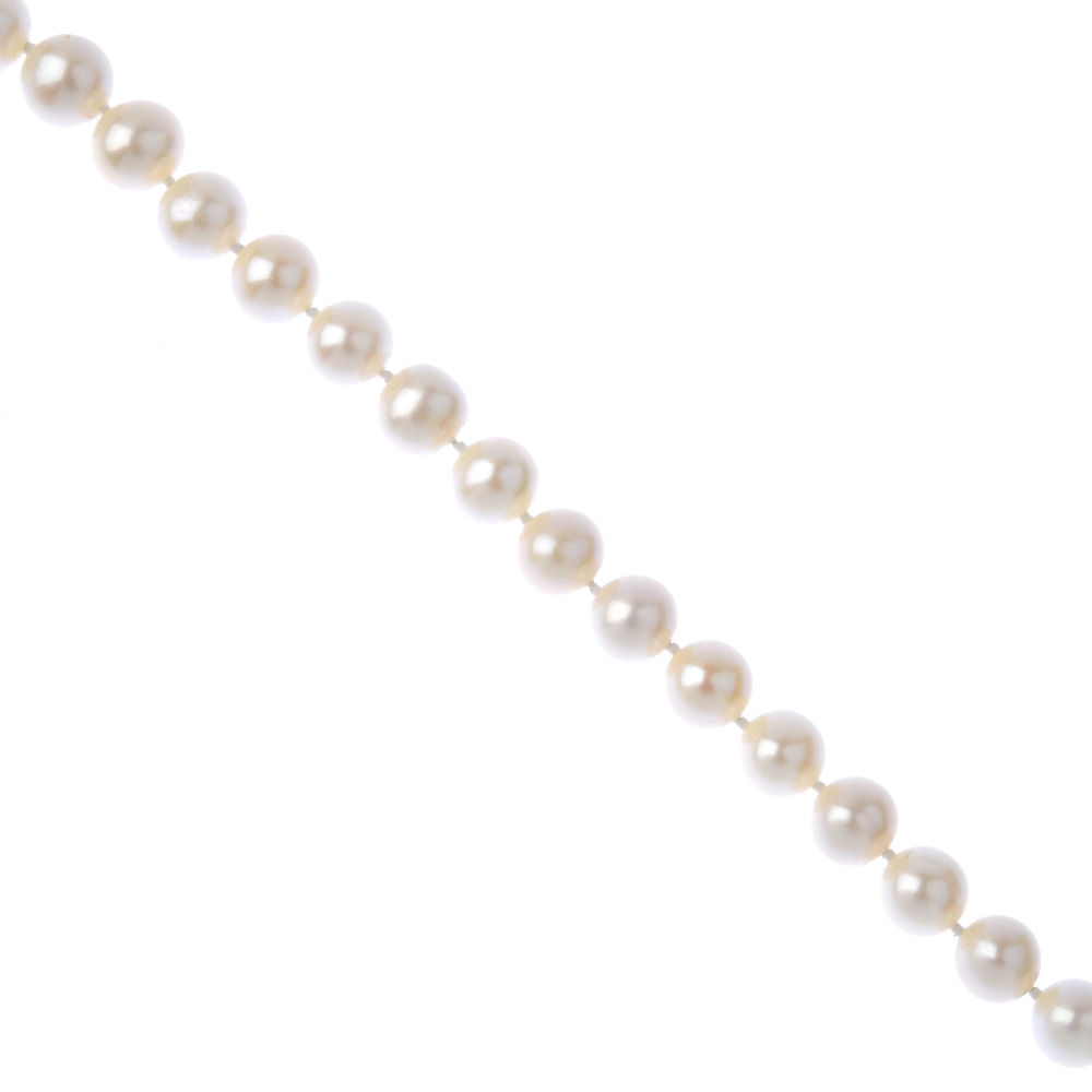 (541094-5-A) A cultured pearl single-strand necklace. Comprising a single strand of fifty-one