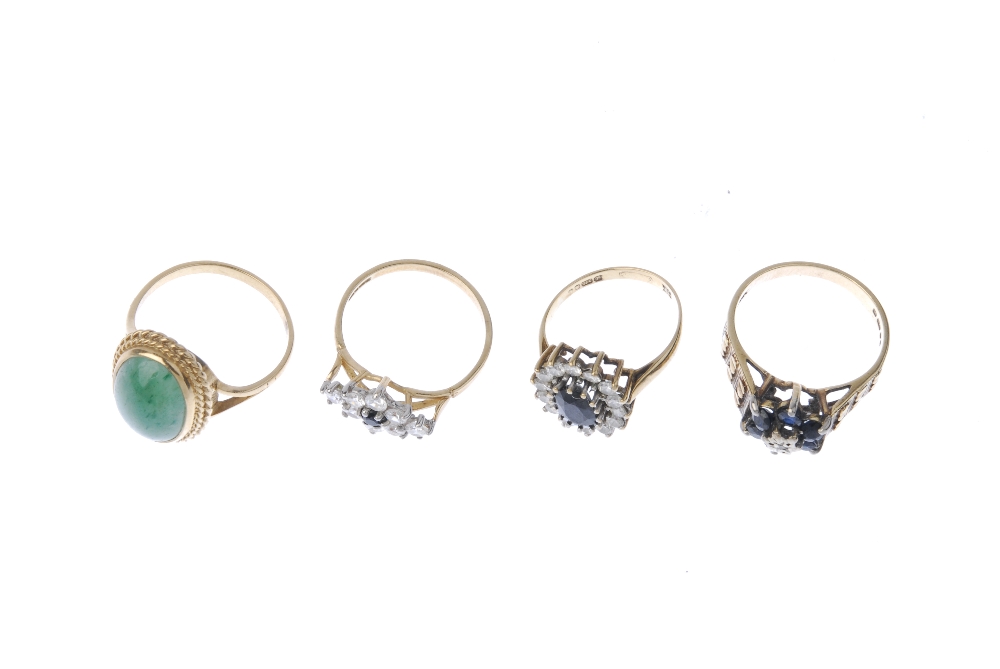 A selection of seven gem-set ring. To include an aventurine quartz cabochon ring, an oval-shape - Image 2 of 3