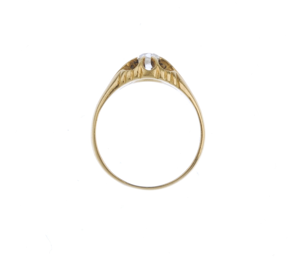 (542448-3-A) A mid-20th century 18ct gold diamond single-stone ring. The old-cut diamond, within a - Image 2 of 4