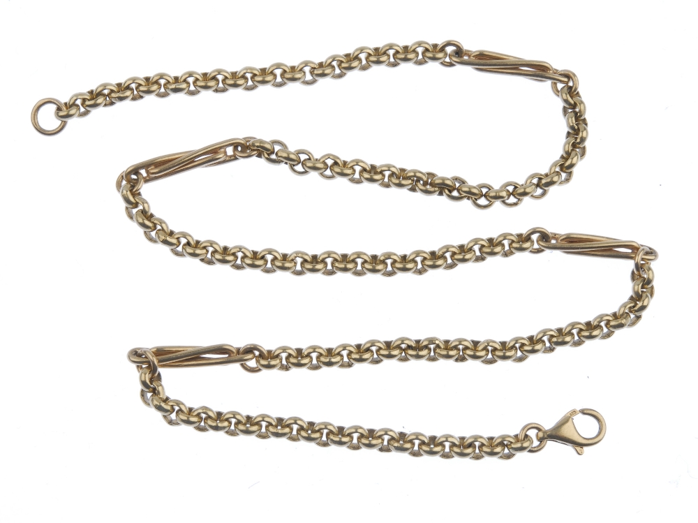 (57412) A 9ct gold fancy-link chain. Hallmarks for Sheffield. Length 51cms. Weight 40.3gms. - Image 2 of 3
