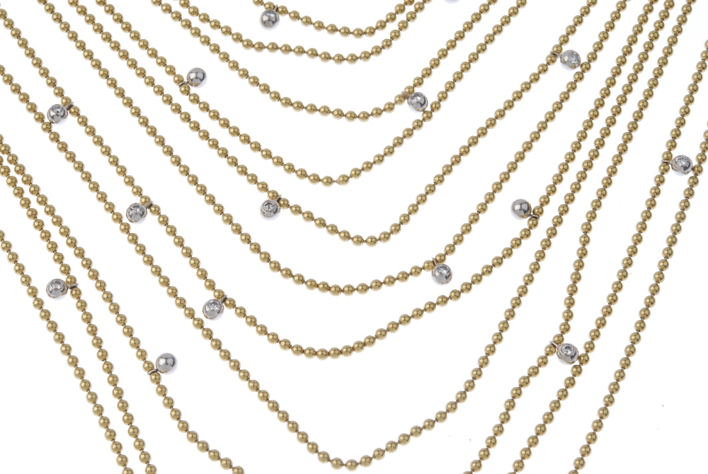 (541226-1-A) CARTIER - a set of diamond 'draperie' jewellery. The necklace designed as a bead-link - Image 2 of 4