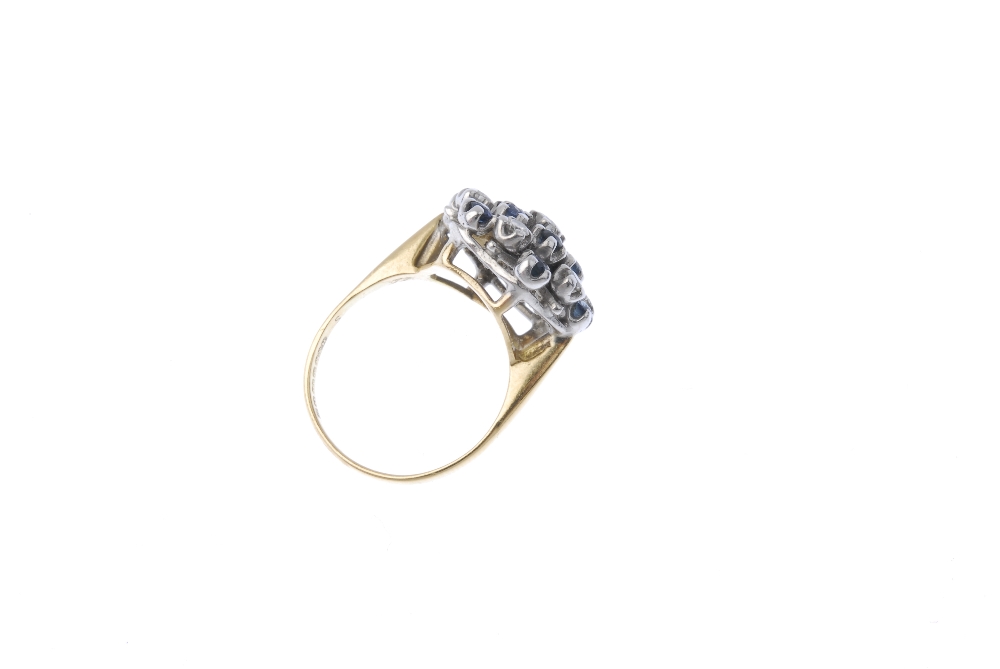 An 18ct gold sapphire and diamond cluster ring. Of openwork design, the brilliant-cut diamond, - Image 4 of 4