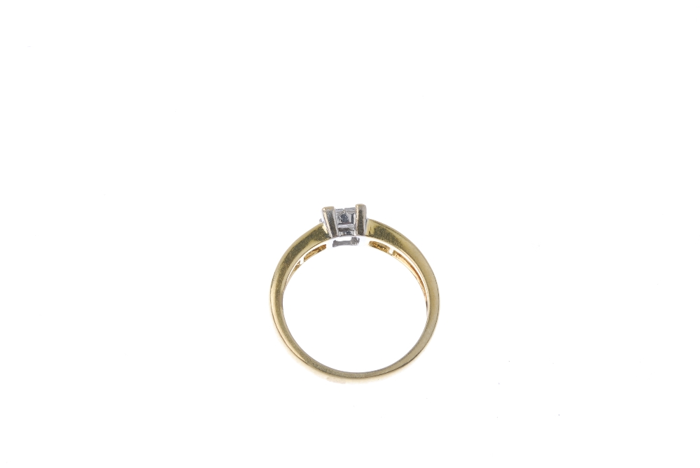 An 18ct gold diamond ring. The square-shape diamond panel, to the brilliant-cut diamond line - Image 4 of 4