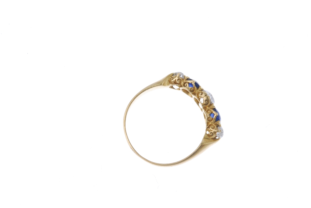 An early 20th century 18ct gold diamond and paste five-stone ring. The graduated old-cut diamonds, - Image 4 of 4