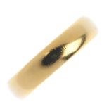 A 22ct gold band ring. Hallmarks for Birmingham, 1959. Weight 4.7gms. Overall condition good.