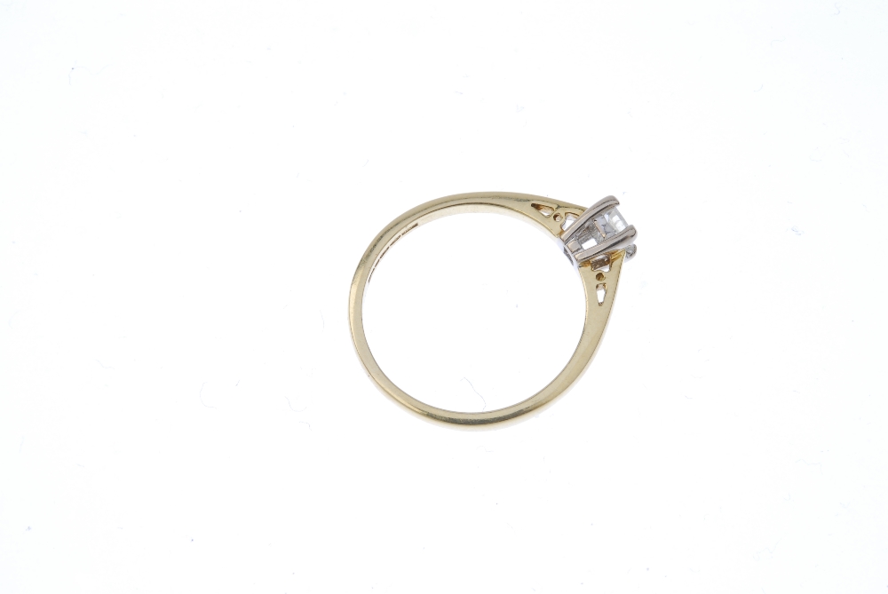 An 18ct gold diamond single-stone ring. The square-shape diamond, to the tapered shoulders and plain - Image 4 of 4