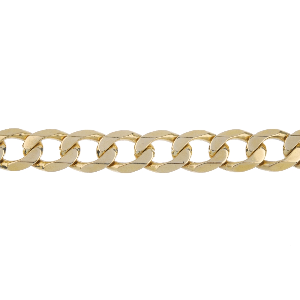 (57578) A 9ct gold heavy curb-link bracelet. Hallmarks for Sheffield. Length 22.5cms. Weight 107gms.