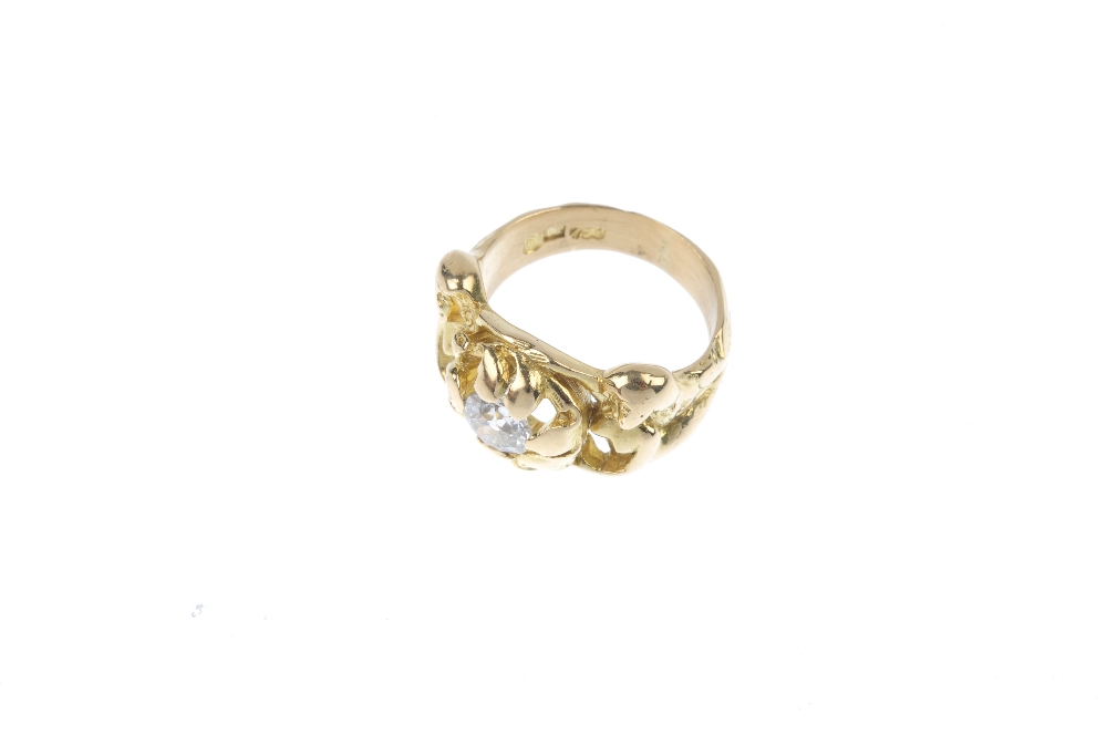 A 14ct gold diamond single-stone ring. The old-cut diamond, within an openwork setting, to the - Image 2 of 4