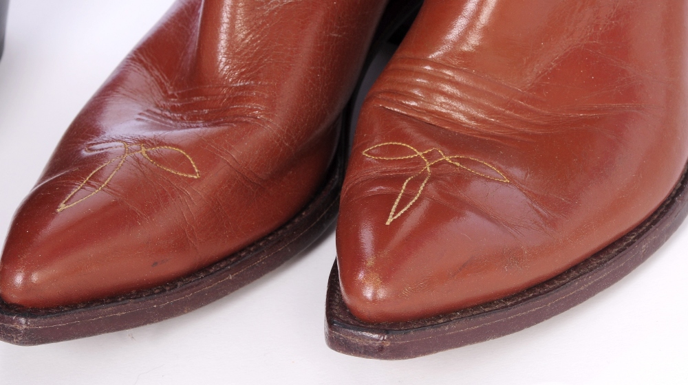 Two pairs of leather cowboy boots. To include a black pair by Tony Mora and a similar tan coloured - Image 4 of 6