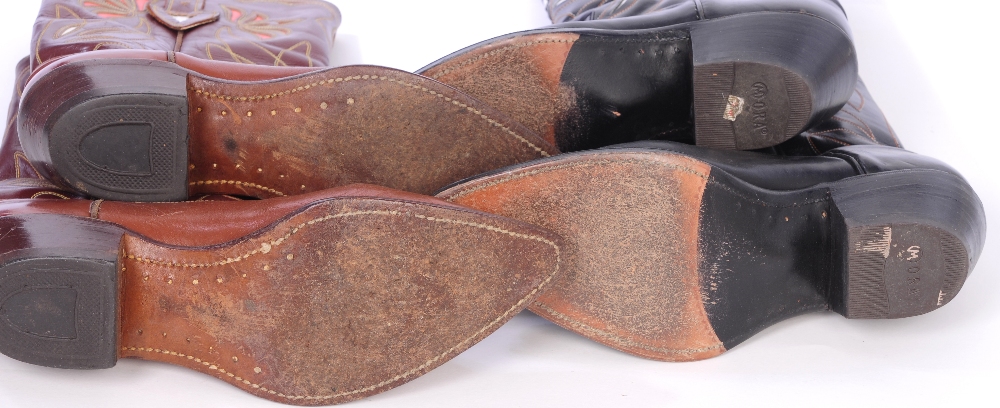 Two pairs of leather cowboy boots. To include a black pair by Tony Mora and a similar tan coloured - Image 6 of 6