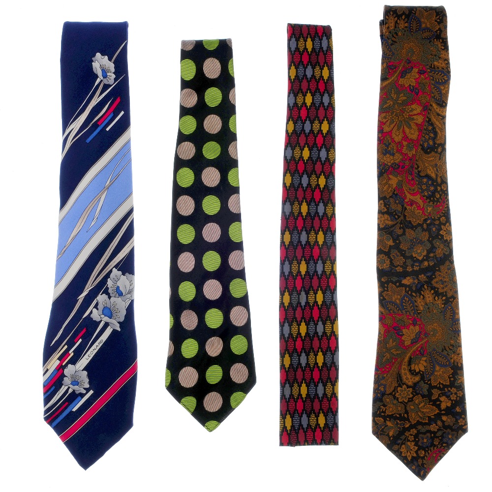 A selection of silk ties and handkerchiefs. To include a red and blue patterned Hermes tie, a - Image 4 of 4