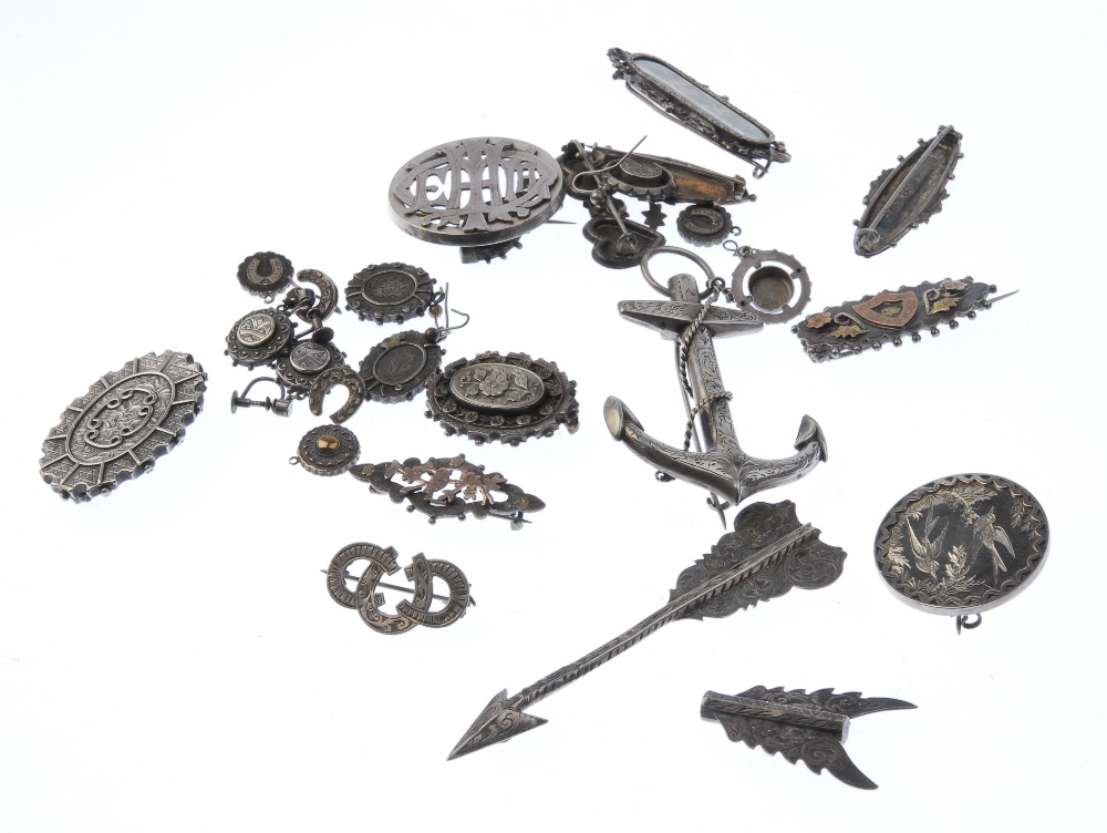 A selection of late 19th to early 20th century silver jewellery. To include two Victorian name - Image 2 of 2