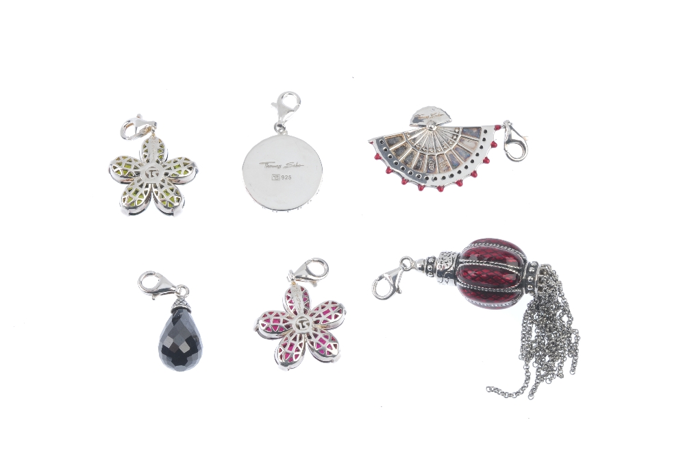 THOMAS SABO - six charms. To include a red enamelled lantern with tassel detail, a black synthetic - Image 2 of 2