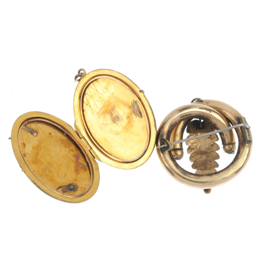 A late 19th century paste locket and a brooch. The oval-shape locket, with applied rose detail and - Image 2 of 2