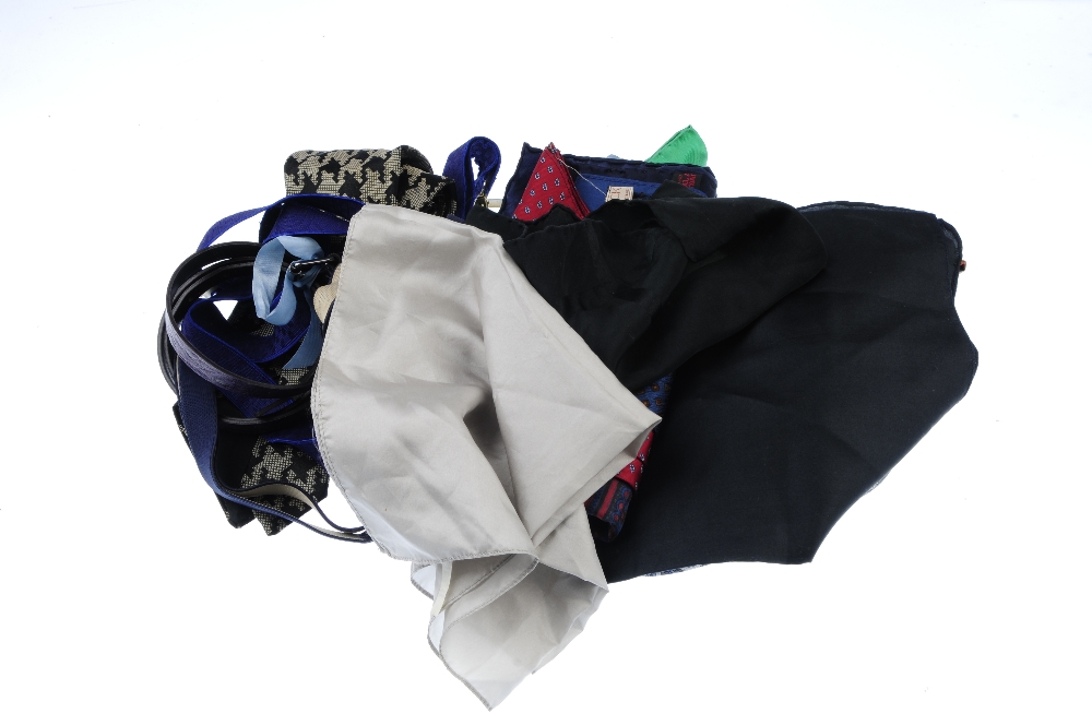 A selection of silk ties and handkerchiefs. To include a red and blue patterned Hermes tie, a - Image 3 of 4