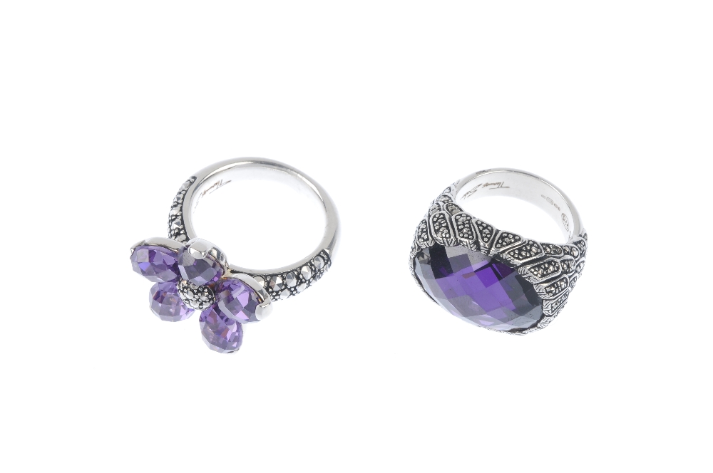 THOMAS SABO - four items of jewellery. To include a floral ring with purple faceted synthetic - Image 2 of 3