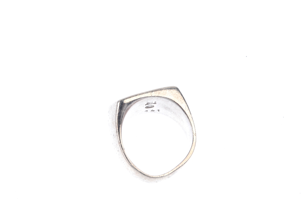 GEORG JENSEN - a silver ring. Of abstract design, the tapered rectangular-shape panel, to the - Image 4 of 4