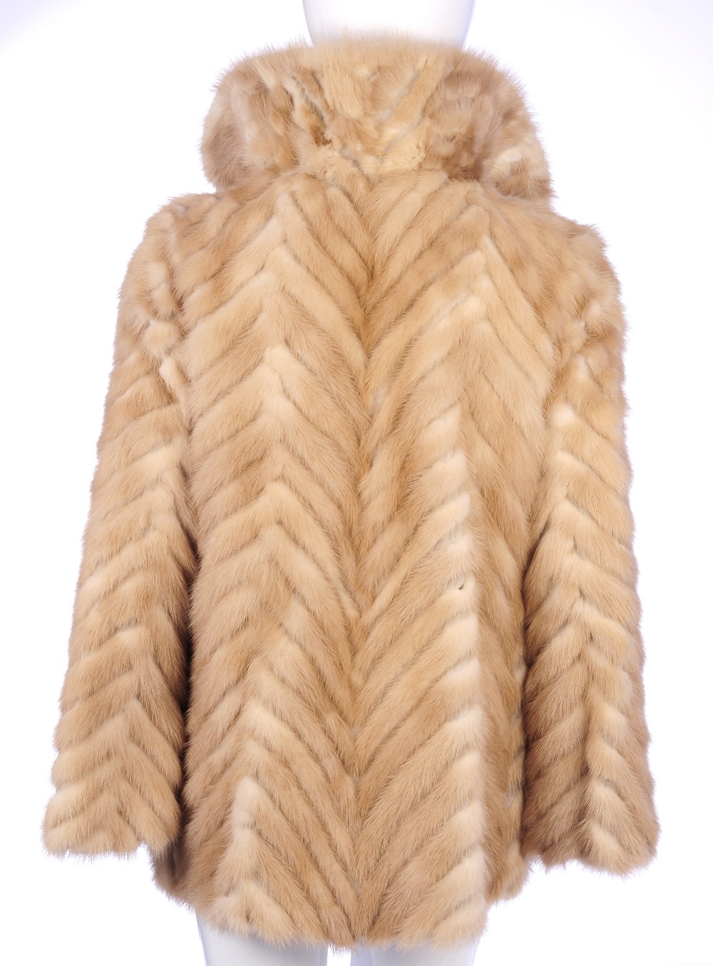 A chevron striped palomino mink jacket. Designed with a full mink notched lapel collar, hook and eye - Image 2 of 2