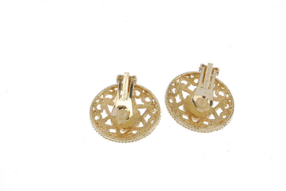 CHRISTIAN DIOR - two pairs of ear-clips. The first designed as a pair of circular-shape openwork - Image 2 of 4