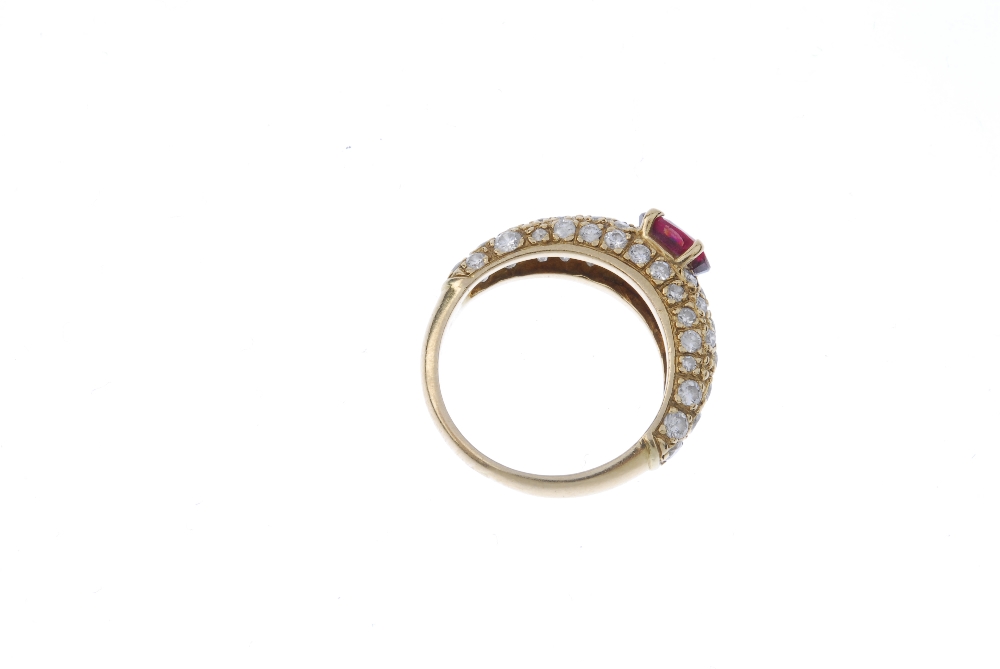 CARTIER - a ruby and diamond dress ring. The oval-shape ruby, to the pave-set diamond sides and - Image 4 of 4