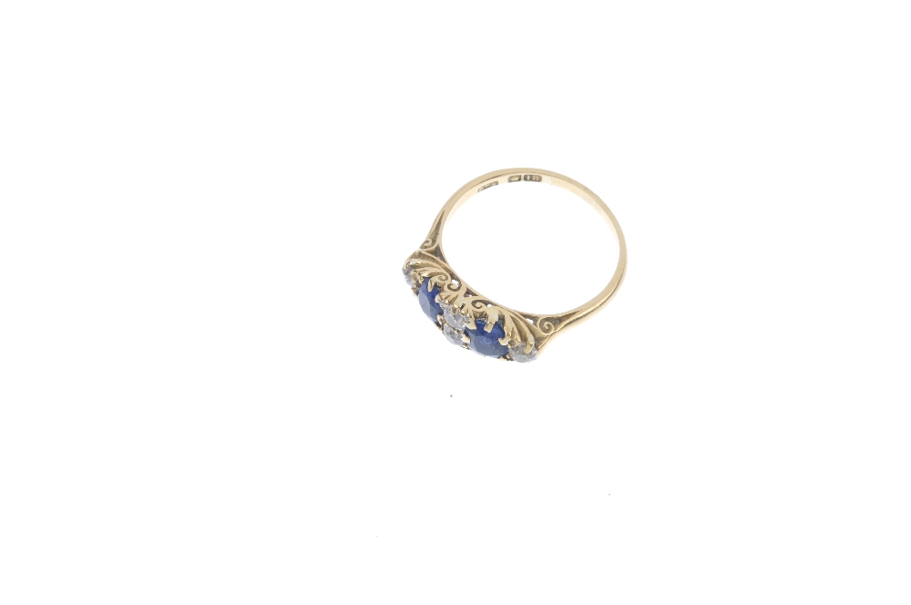 An early 20th century 18ct gold sapphire and diamond dress ring. The two oval-shape sapphires, - Image 2 of 4