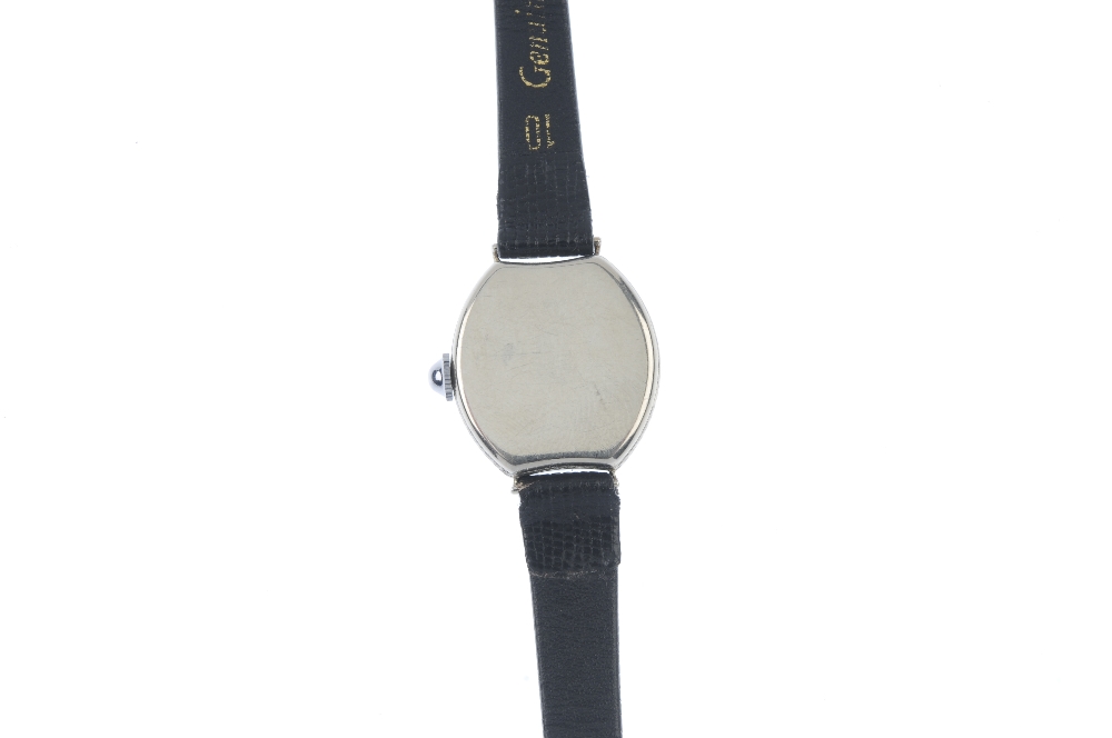 A lady's early 20th century diamond manual wind cocktail watch. The silvered dial, with black Arabic - Image 2 of 3