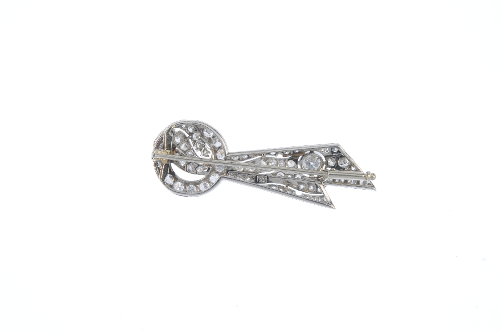 An early 20th century platinum diamond brooch. The brilliant-cut diamond wreath, to the - Image 2 of 2