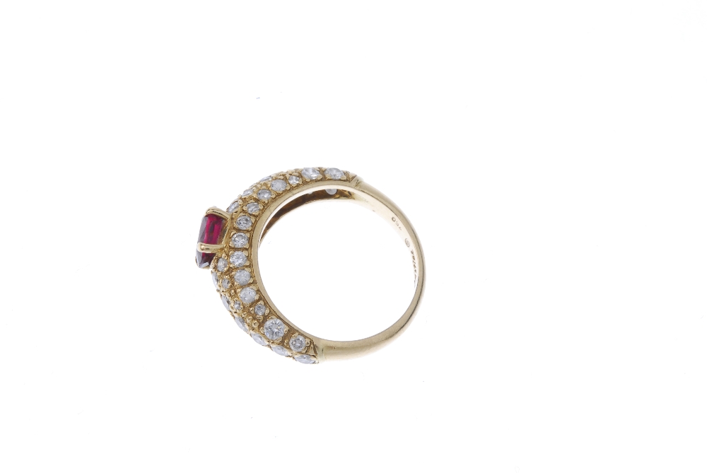 CARTIER - a ruby and diamond dress ring. The oval-shape ruby, to the pave-set diamond sides and - Image 3 of 4