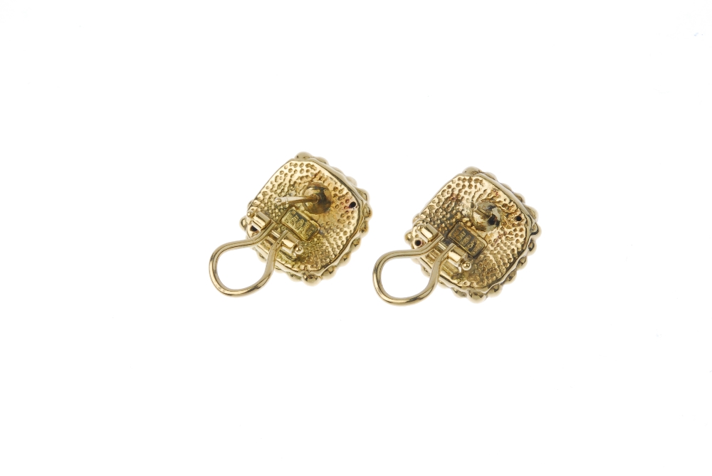 FOPE - a pair of 18ct gold ear studs. Each designed with textured beaded detail and clip back - Image 2 of 2