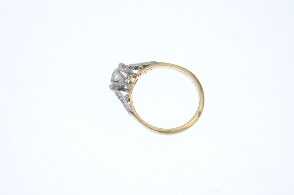 A mid 20th century 18ct gold diamond single-stone ring. The old-cut diamond, to the single-cut - Image 3 of 4