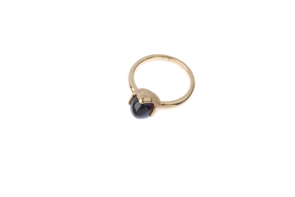 CHIMENTO - an 18ct gold garnet single-stone ring. The garnet cabochon, within a vari-texture petal - Image 2 of 4